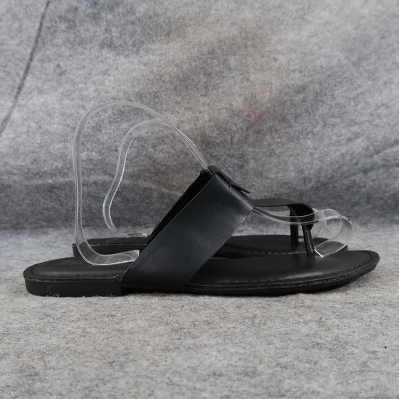 Korks Shoes Womens 9 Sandals Casual T Strap Thong Flats Slip On Black Comfort - Picture 2 of 13